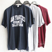 European and American mens summer round neck short sleeve t-shirt printed letter casual sports half-sleeve shirt loose size sweatshirt