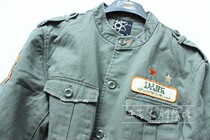 Foreign trade Mens spring and autumn Japanese retro collar cotton washed edging casual multi-pocket large size tooling jacket jacket jacket