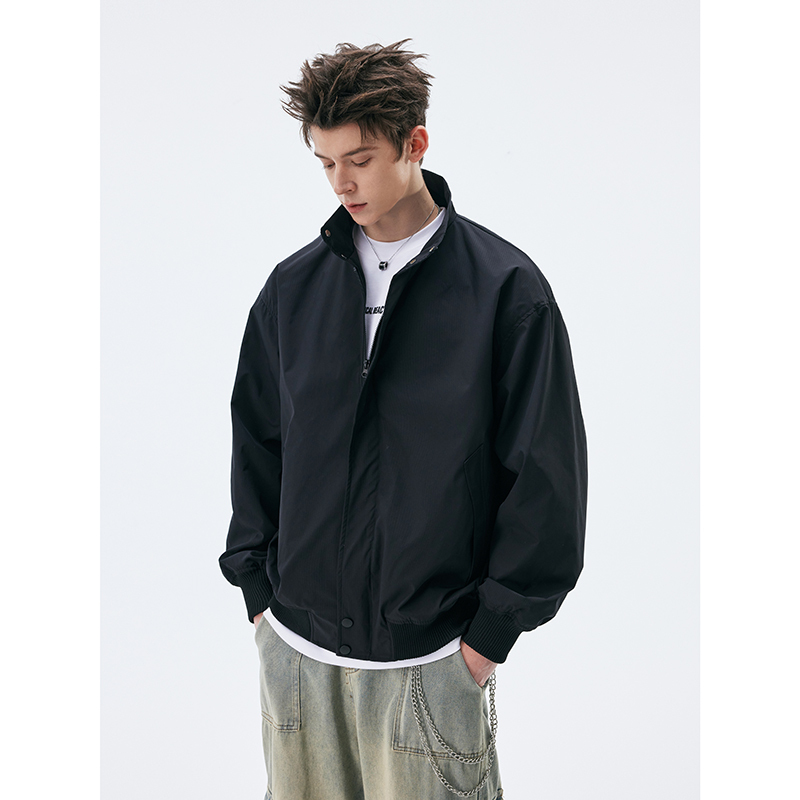 Reez Wang American-Style Stand-Up Collar down Jacket for Men, Winter Trendy Brand White Duck down Workwear Coach Flight Jacket