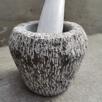 Shandong Zibo natural green stone handmade mashed garlic with household stone mortar garlic mortar Mashed Garlic Stone Mortar