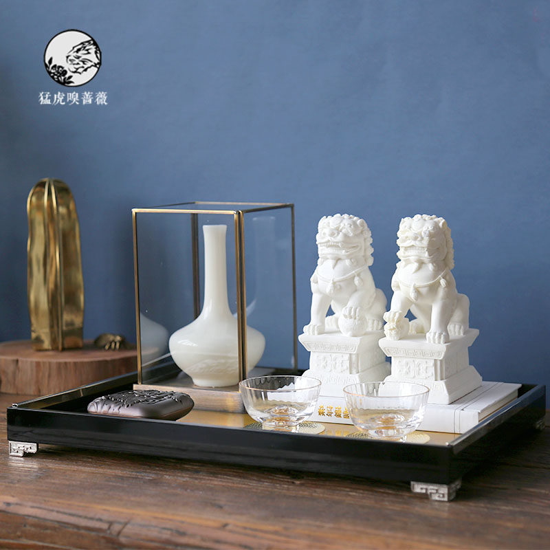 New Chinese Solid Wood Chen Tea Disk Package Package Composition Room Tea Room Living Room Soft Decoration