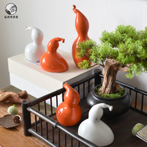 New Chinese simple orange white abstract ceramic gourd ornaments bookcase living room model room tea table soft decoration