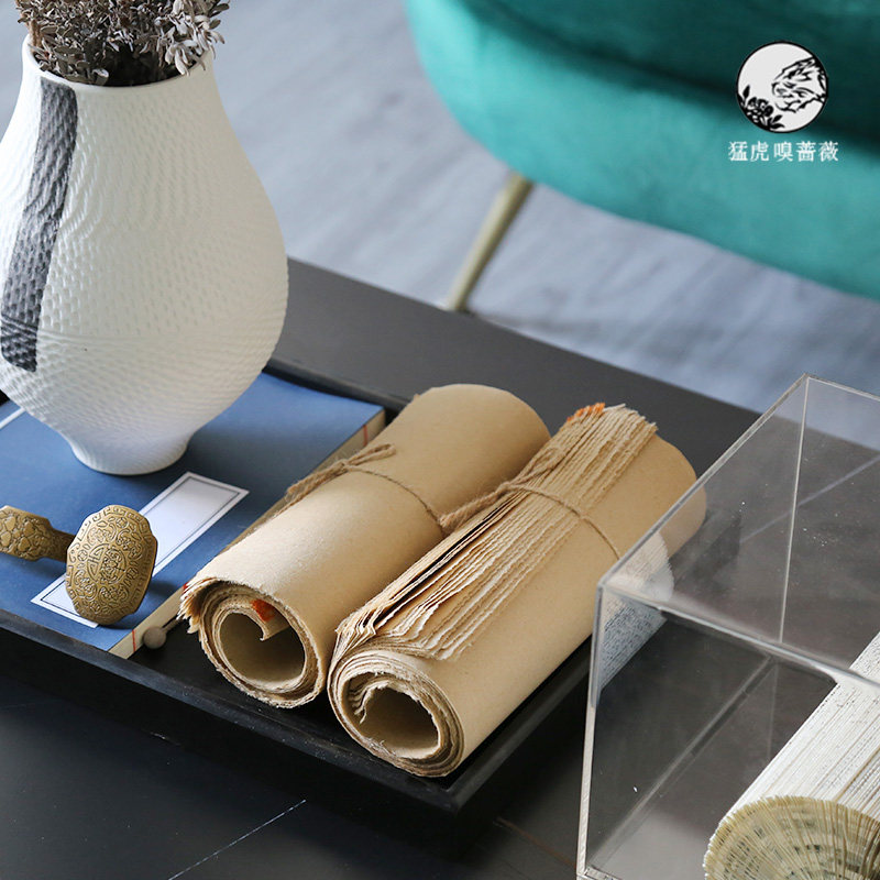 New Chinese imitation ancient hemp rope book volume retro fake book tray floral swing piece composition-like room book room soft adornment-Taobao