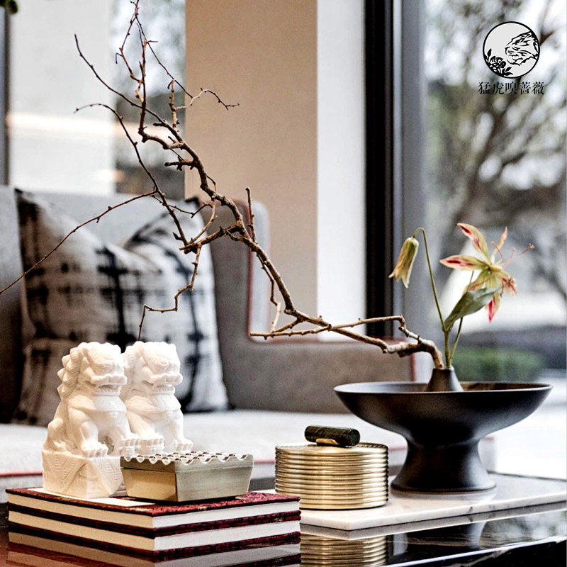 New Chinese gold brass threaded storage tank floral-tray tea table combined pendulum-like plate-like plate room soft dress