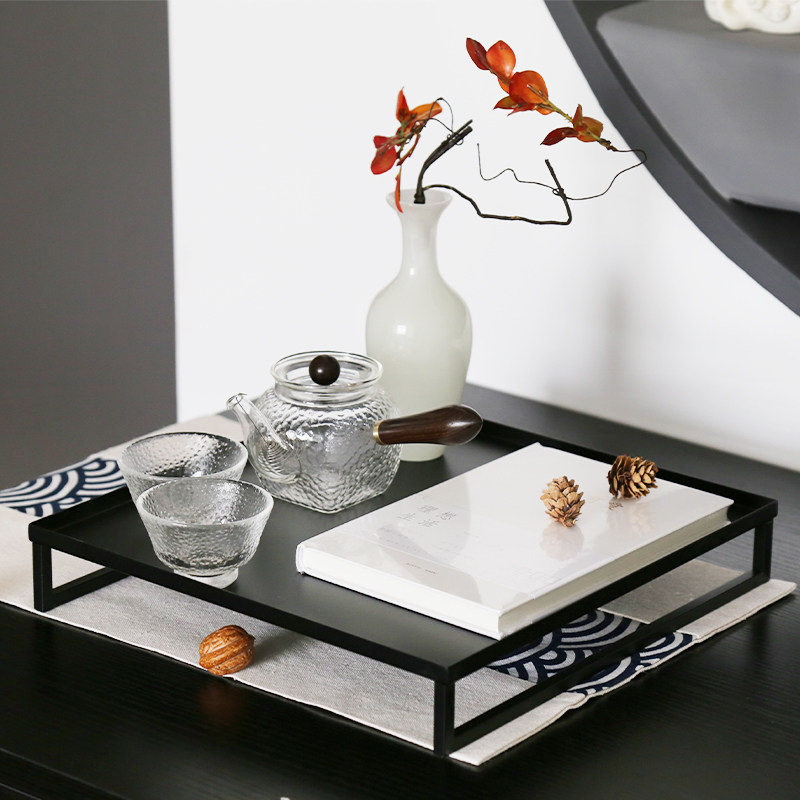 New Chinese ceramic vase glass tea panel fake book tray package package Living room tea several models room soft decoration