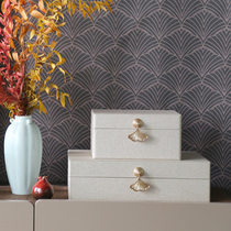 pu leather ginkgo leaf jewelry box dressing table luxury storage box high-end exquisite box new Chinese hotel decoration