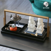 New Chinese Zen metal basket tray book scroll lion lion desktop decoration model room living room coffee table decorations