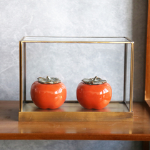 New Chinese simulation fruit ceramic Persimmon tray ornaments living room entrance hotel model room crafts decorations