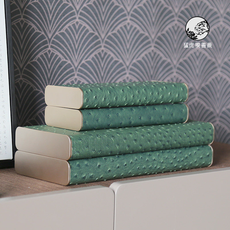 Modern light luxury new Chinese green solid wood high-grade jewelry box storage box ornaments model room tea table decorations