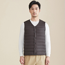 Male short section down waistcoat Waistcoat Vest Mid old winter Anti-season light thin down clothes internal and external wearing waistcoat Duck Down