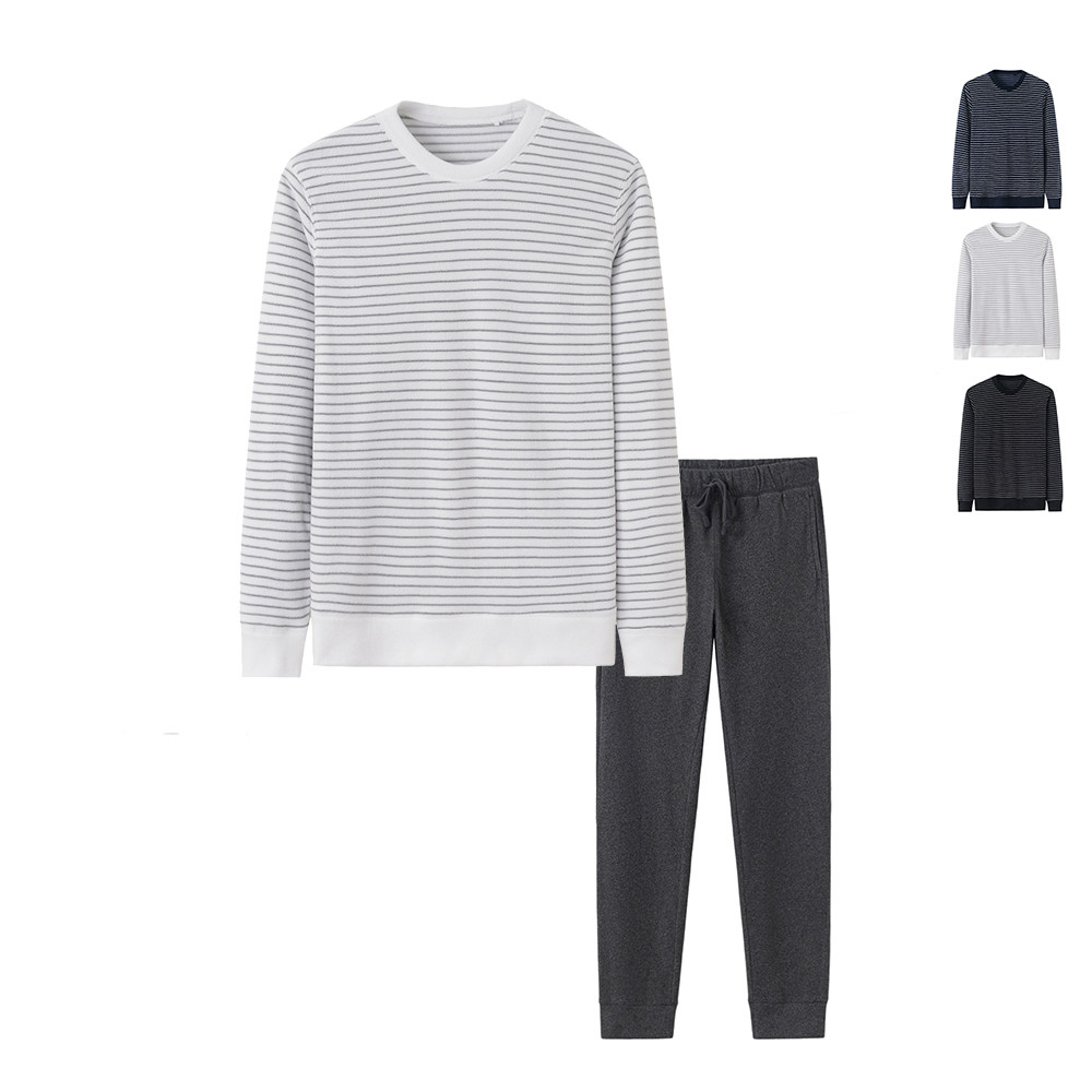 Rocking velvet suit household suit round autumn and winter men plus wool suit double-face sleeve sleeve two stripes