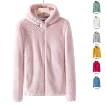 Long suede rocking grain suede zipped with cap jacket rocking grain suede dressing woman Thickened Assault Machine liner Coral Suede Cashmere