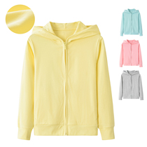 Children sunscreen wear thin air permeable pure cotton Anti-UV skin clothes Baby necrofoam with cap zipped cardiovert jacket