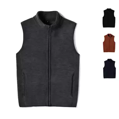 Men's fleece zipper vest men's vest warm double-sided velvet men's vest stand collar thick men's waistcoat
