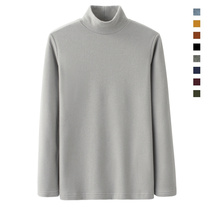 Classic plain fleece high neck long sleeve base warm T-shirt base shirt Basic color winter warm clothes mens models