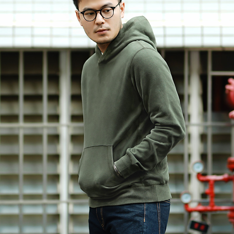 VINTAMERI Xinjiang long-staple cotton 500G overweight American retro locomotive tough guy hooded pullover sweater