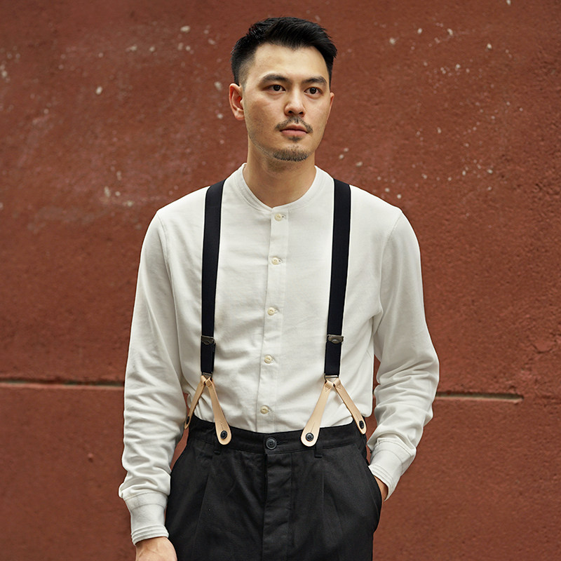 VINTAMERI Xinjiang Changsuede cotton 26S double yarn 380G overweight pound Hard HHenry collar Long sleeves shirt cardiovert