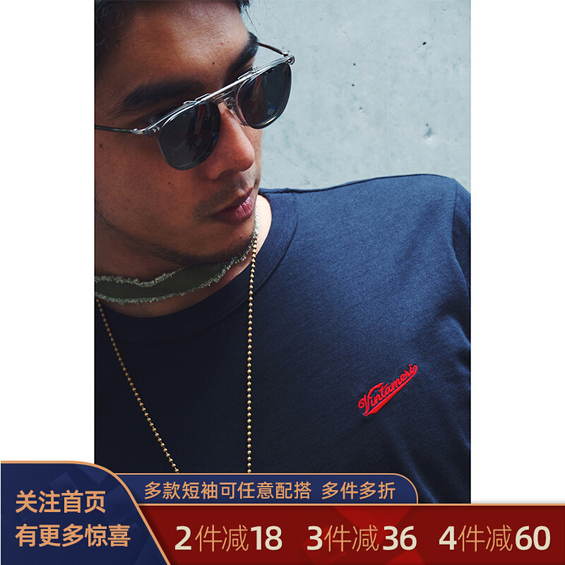 Vintameri Xinjiang Long Queen Cotton T - shirt American vintage cotton weight 200g T - shirt male collar short sleeve