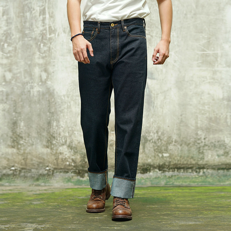 VINTAMERI Retro Heavy Weight 15OZ World War II High Waist Slim Straight 47501 Denim Red Ear Jeans - Taobao