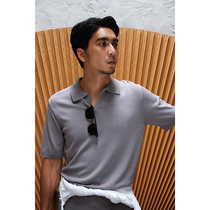 VINTAMERI Italian style retro matt polo POLO shirt Knit shirt Ice Twist Knit T-shirt Pure Color Flipped short sleeves