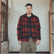 VINTAMERI RED and black plaid wool WOOL COAT Hunter VINTAGE COAT thickened warm winter jacket