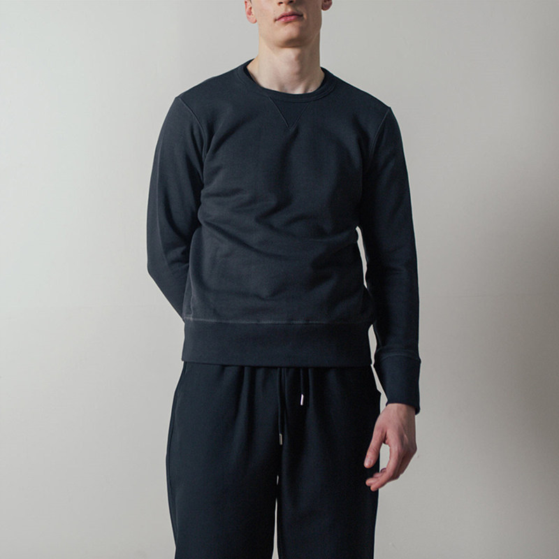 VINTAMERI re-engraved the German Cygnet khaki heavyweight Xinjiang long-staple cotton double V-neck round neck pullover thick cotton T