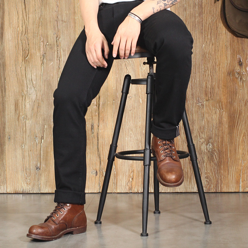 VINTAMERI American RETRO MID-HIGH WAIST SLIM-fit SMALL FEET STRETCH 511 BLACK DENIM RED-EARED DENIM TROUSERS