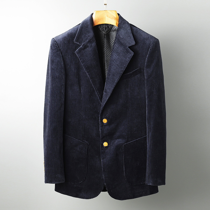 2026 Autumn Italian Retro Corduroy Blazer Men's Casual Suit Thick Corduroy Business Slim Fit Single Blazer