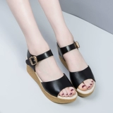 Летние сандалии на платформе, высокие туфли для матери, из натуральной кожи, большой размер