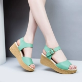 Летние сандалии на платформе, высокие туфли для матери, из натуральной кожи, большой размер