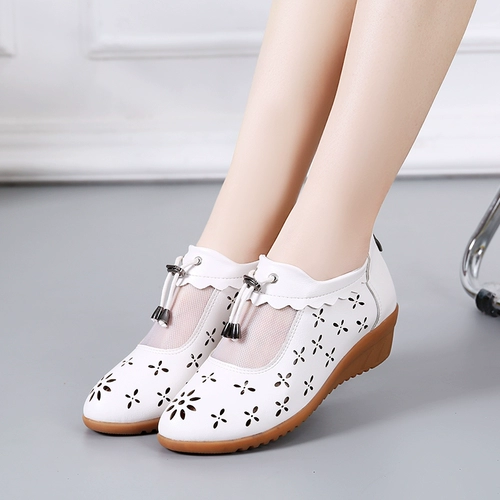 Летняя сетчатая дышащая танцующая обувь для матери, мягкая подошва, из натуральной кожи, большой размер