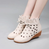 Весенняя летняя танцующая обувь для матери, сапоги с бантиком на каблуке, мягкая подошва, из натуральной кожи