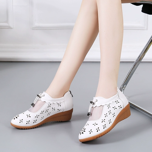 Летняя сетчатая дышащая танцующая обувь для матери, мягкая подошва, из натуральной кожи, большой размер