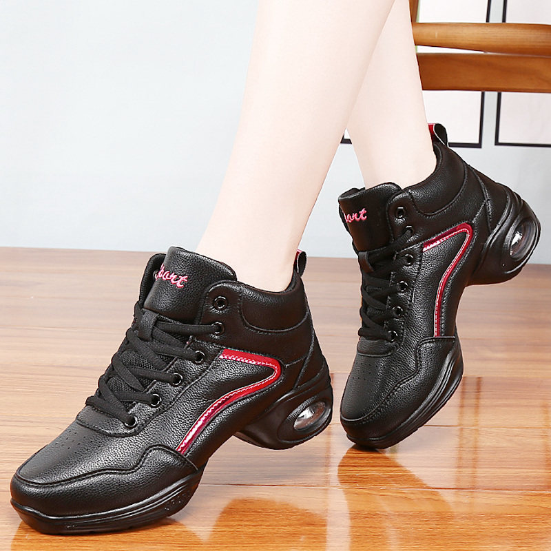 White Spring and Autumn Black Jazz Dance Shoes Wear Square Dance Shoes in Heel Shoes