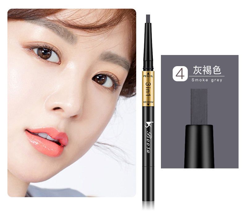 Lông mày bút chì lông mày bột với lông mày bàn chải ba trong một bền không thấm nước và mồ hôi- bằng chứng màu nâu cà phê màu xám nhuộm lông mày kem chì kẻ mày