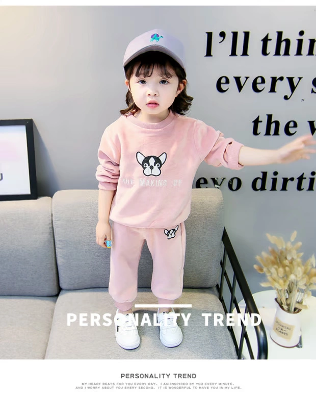 2019 phiên bản Hàn Quốc của bộ quần áo trẻ em mới cô gái phong cách phương tây bộ đồ thu đông cộng với nhung trẻ em trẻ em vàng nhung dày bộ hai mảnh - Phù hợp với trẻ em