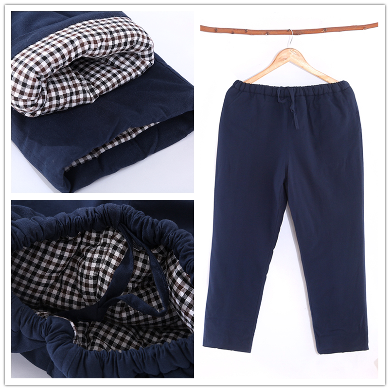 Chinese style pure cotton coarse cloth outside wear cotton pants men's elastic waist thickened warm pants winter cotton pants for the elderly