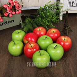 시뮬레이션 된 빨간 사과 보석 가짜 과일 시뮬레이션 장식 장식품 어린이 사진 스튜디오 사진 소품 Green Apple
