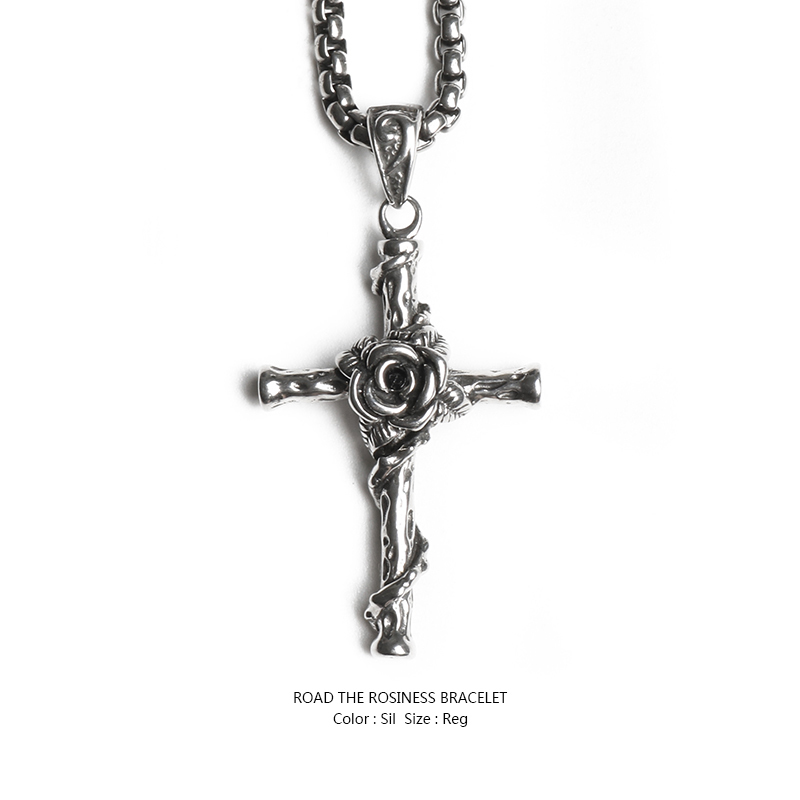 ROAD original tide brand rose cross retro titanium steel necklace Men and women street couple necklace