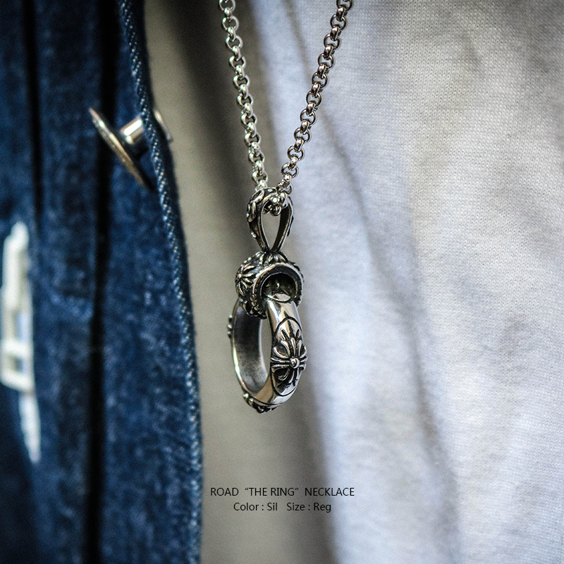 ROAD original croquet retro made old ring pendant men's titanium steel necklace European and American street trend personality