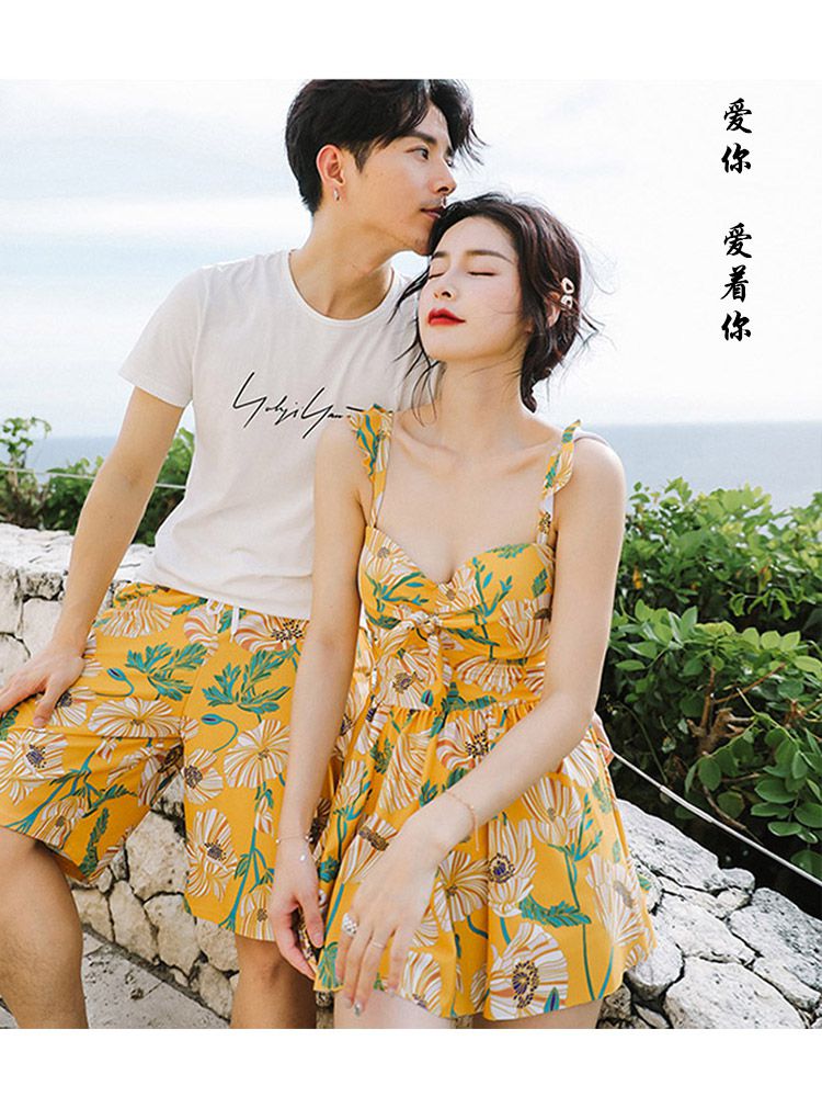 Kỳ nghỉ sinh viên cặp đôi đồ bơi công viên nước nổ bộ đồ bơi thời trang áo tắm ren mỏng manh châu Âu và Hoa Kỳ 2019 - Vài đồ bơi đồ đôi đi biển nam nữ