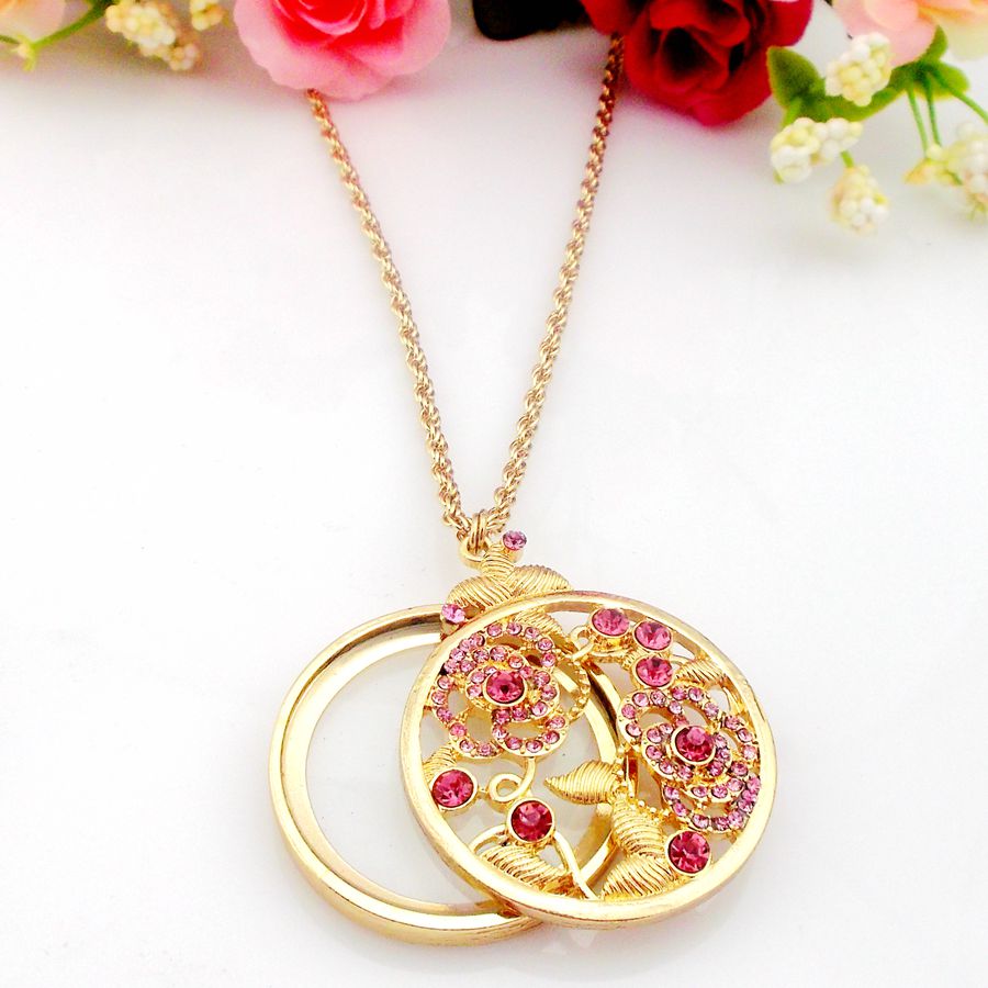 European and American Fashion Gem Jewelry Necklace Long Autumn Winter Pendant Halter Neck Magnifying Glass Sweater Chain Gift HD Reading