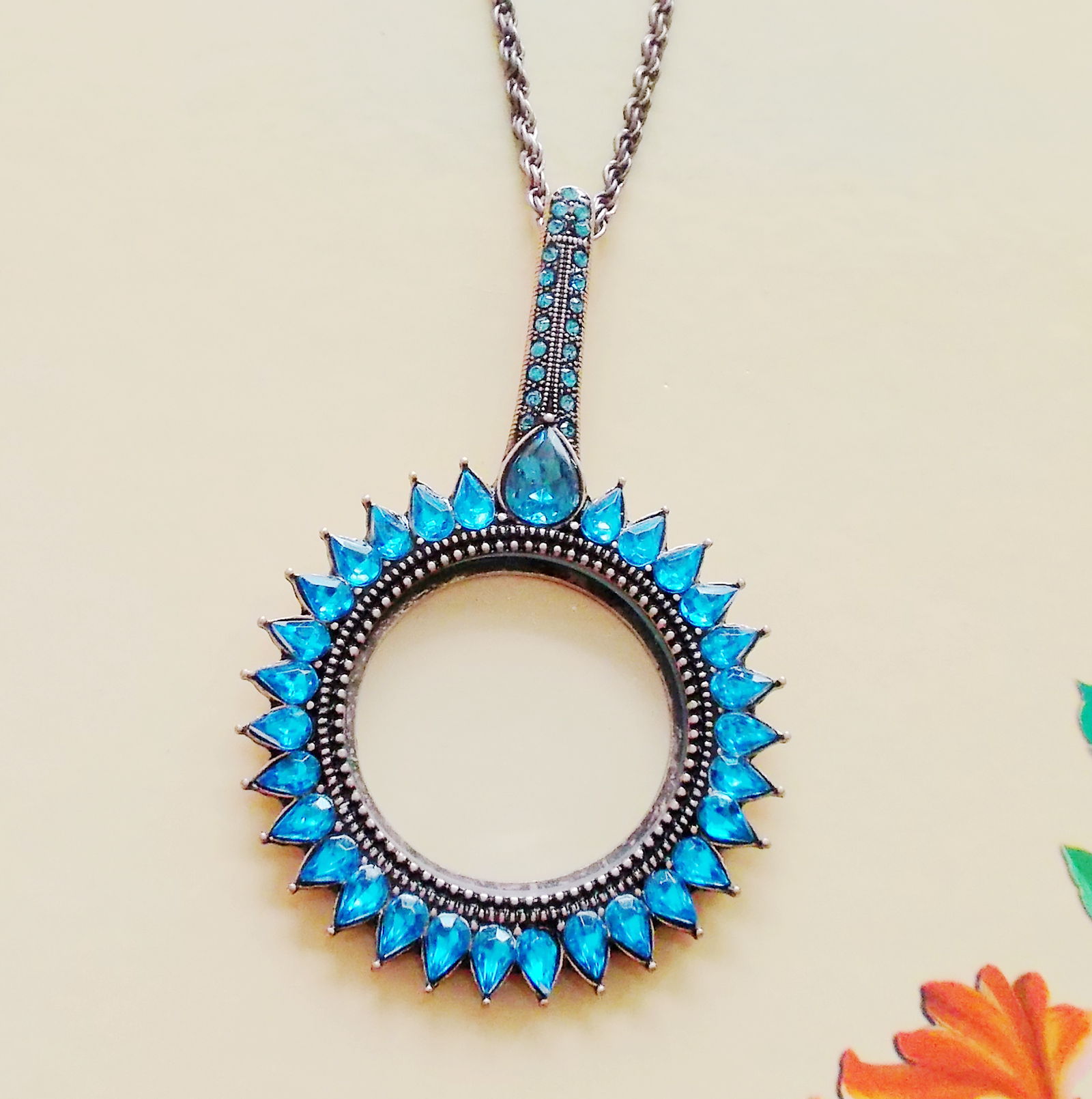 Zoom mirror Europe and America fashion jewelry pendant necklace sweater chain long Korea Baidu Sun flower gift