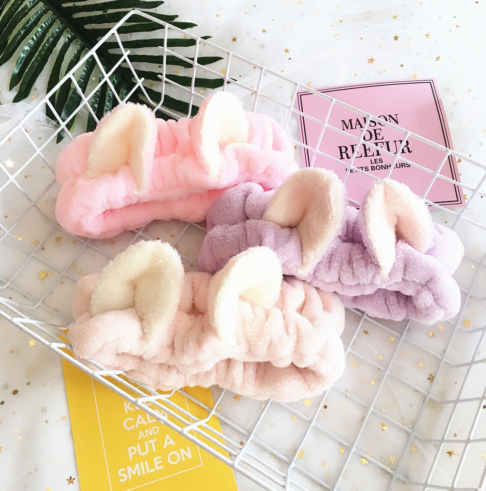 Japan-ROK cute solid kitty cat ears bouquet with washface head with makeup coated face film hair set selling cute hair 