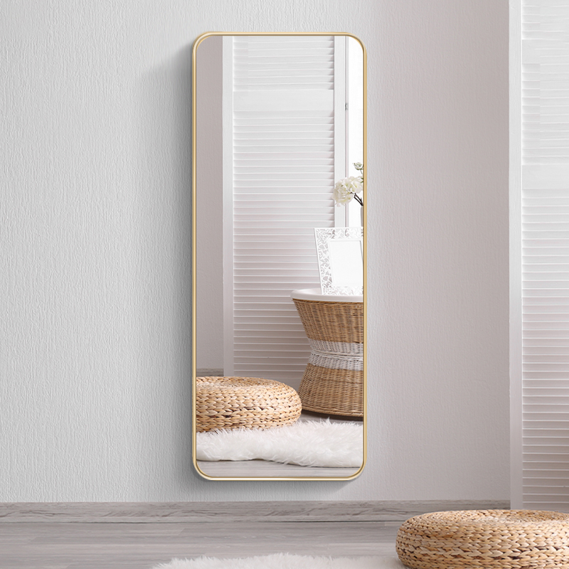 full body mirror full body mirror home hanging wall body mirror wall-mounted mirror sticking wall free from perforated rounded corners landed mirror aluminum alloy