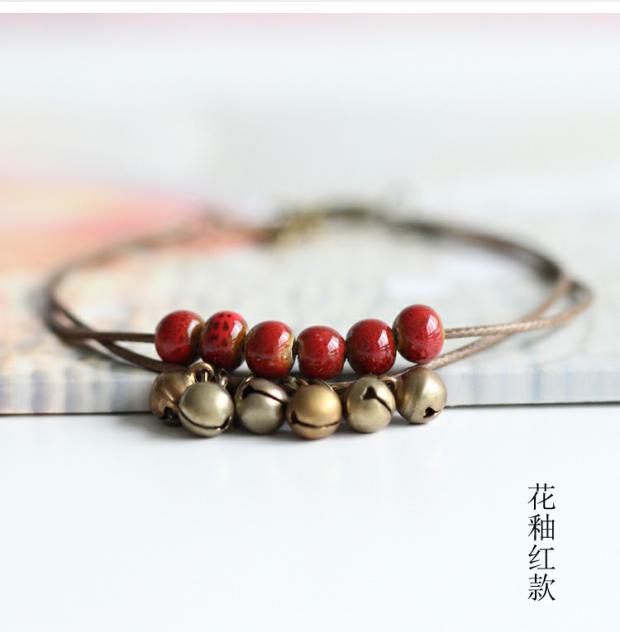 [khí chất làm đẹp] Thời trang Hàn Quốc hai lớp vòng chân gốm đơn giản vòng tay handmade đặc biệt thủ công 57 - Vòng chân lắc chân nữ titan