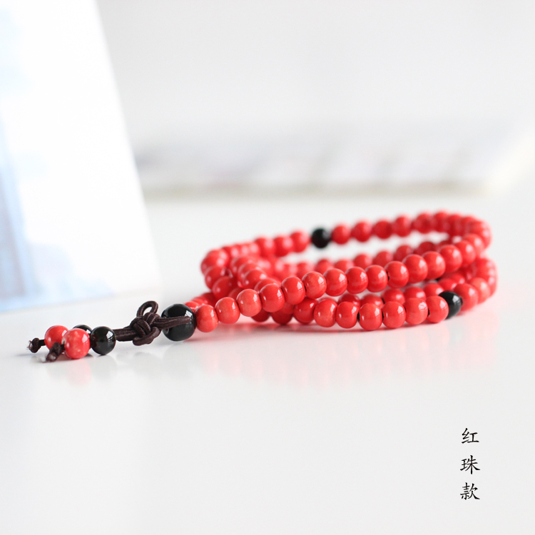 Nian Buzhu Bao Ping Một thời trang gốm sứ tinh xảo Gió quốc gia xung quanh ba vòng tròn Vòng tay các nhà sản xuất trang sức cung cấp 1 đá đào hoa