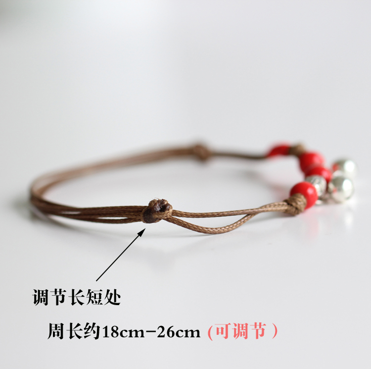 [Double Bell Anklet] Phụ kiện làm đẹp khí chất Mùa hè Tươi Nhật Bản và Hàn Quốc Phong cách Trang sức gốm sứ 58 vòng chân nữ bạc