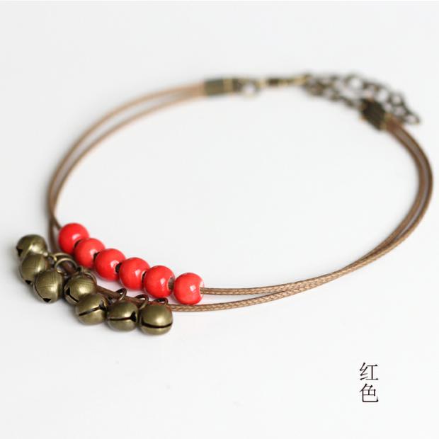 [khí chất làm đẹp] Thời trang Hàn Quốc hai lớp vòng chân gốm đơn giản vòng tay handmade đặc biệt thủ công 57 - Vòng chân lắc chân nữ titan