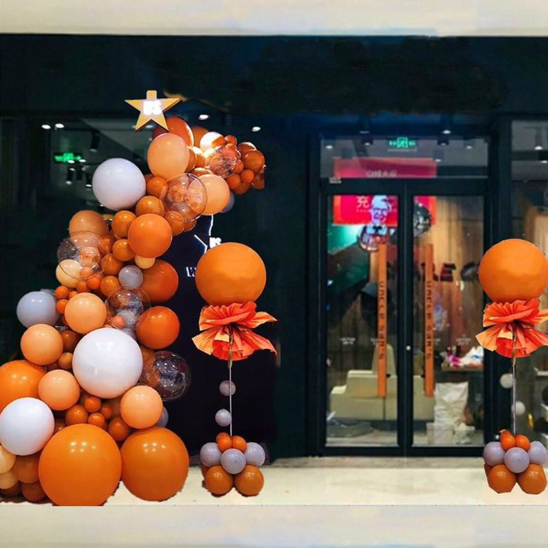 Store opening atmosphere decoration balloon decoration Orange balloon Birthday party Net red girl floating column set